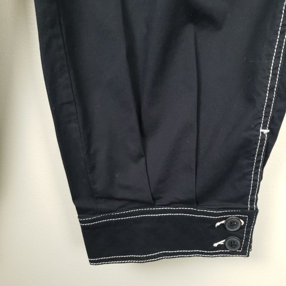 Anthropologie Maeve Barrel Wide Leg Cuffed Chino Pants Black Size 14 NWT - Picture 5 of 9